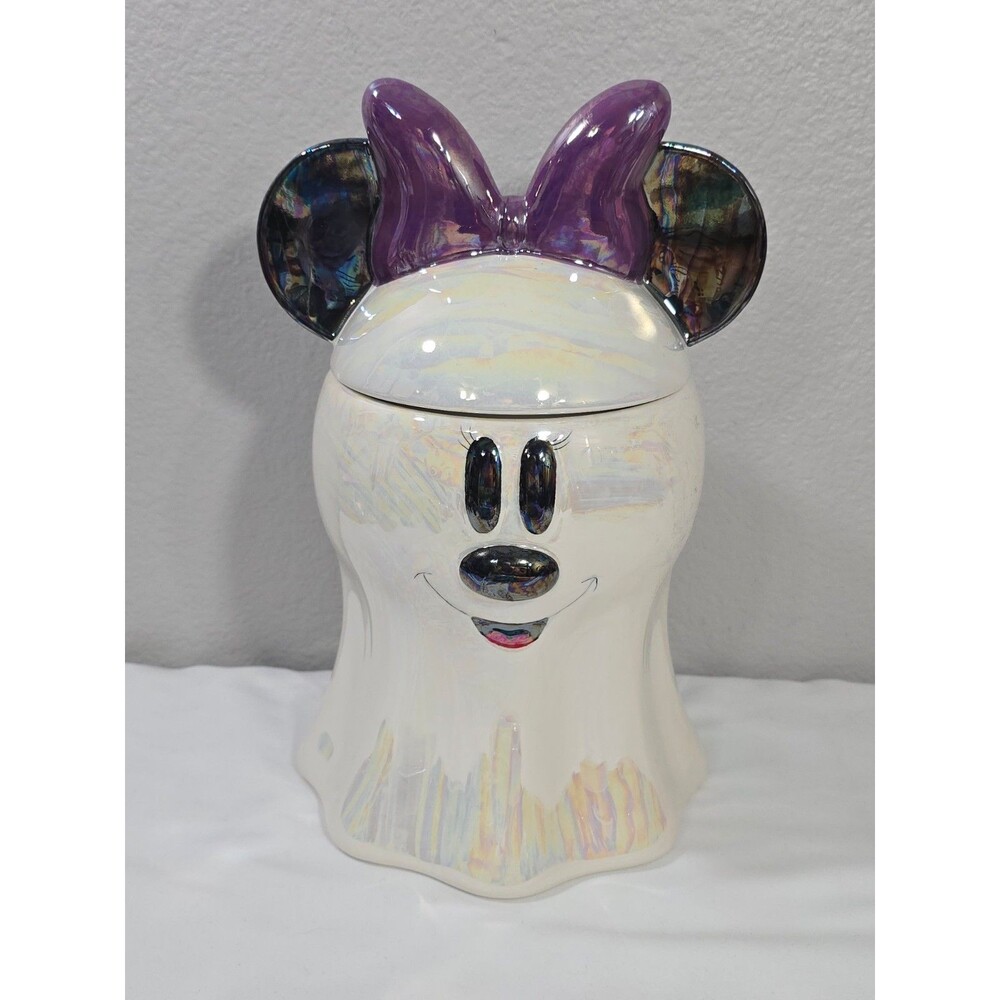 Minnie Mouse Opal Glazed Ghost Cookie Jar Halloween Decoration Canister
